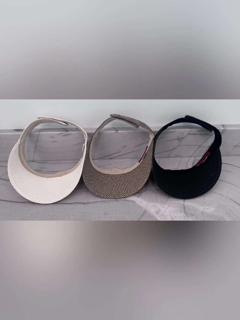 THREE Woven (Poly) Straw Visors